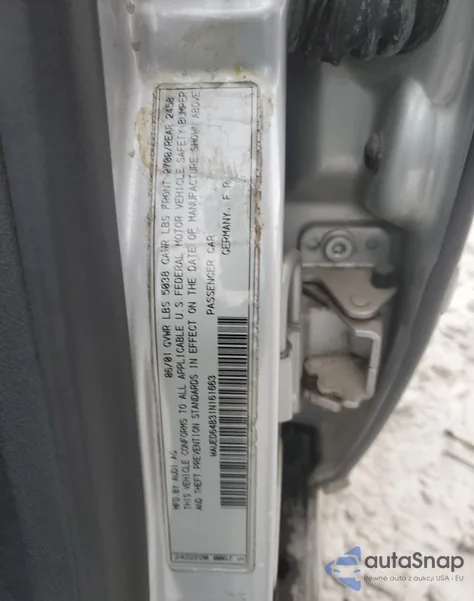 2001 Audi A6 2.7T Quattro from USA, damaged, VIN WAUED64B31N161663